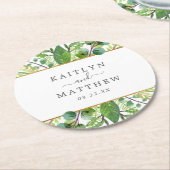 Het Collectie Greenery & Gold Wedding Ronde Kartonnen Onderzetter (Gebogen)