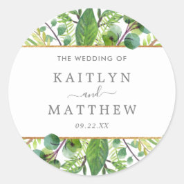 Het Collectie Greenery & Gold Wedding Ronde Sticker