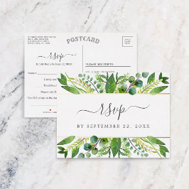 Het Collectie Greenery & Gold Wedding RSVP Real Folie Uitnodiging Briefkaart