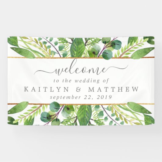 Het Collectie Greenery & Gold Wedding Spandoek (Horizontaal)