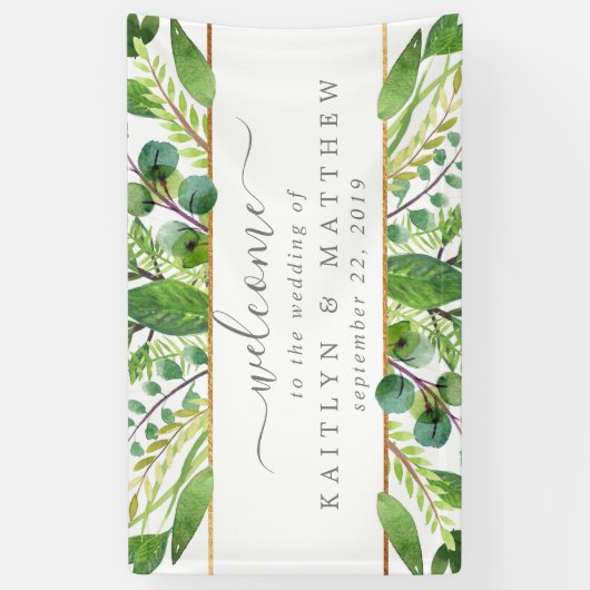 Het Collectie Greenery & Gold Wedding Spandoek (Verticaal)