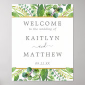 Het Collectie Greenery & Gold Wedding Welkom Folie Afdrukken (Voorkant)