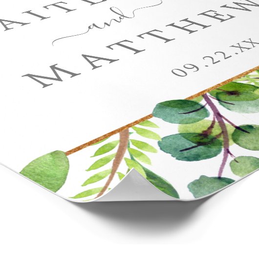 Het Collectie Greenery & Gold Wedding Welkom Poster (Hoek)