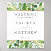 Het Collectie Greenery & Gold Wedding Welkom Poster (Voorkant)