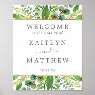Het Collectie Greenery & Gold Wedding Welkom Poster