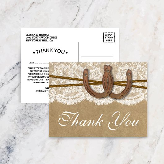 Het Collectie Kraft, Lace en Hoefijzer Briefkaart