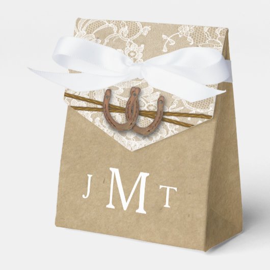 Het Collectie Kraft, Lace en Hoefijzer Wedding Bedankdoosjes (Voorkant Zijde)