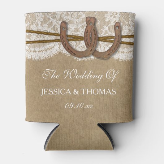 Het Collectie Kraft, Lace en Hoefijzer Wedding Blikjeskoeler (Voorkant)