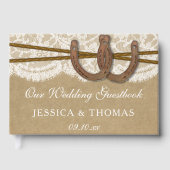 Het Collectie Kraft, Lace en Hoefijzer Wedding Gastenboek (Voorkant)