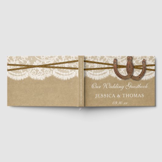 Het Collectie Kraft, Lace en Hoefijzer Wedding Gastenboek (Volledig)