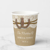 Het Collectie Kraft, Lace en Hoefijzer Wedding Papieren Bekers (Achterkant)