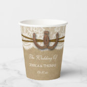 Het Collectie Kraft, Lace en Hoefijzer Wedding Papieren Bekers (Voorkant)
