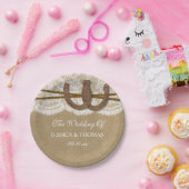 Het Collectie Kraft, Lace en Hoefijzer Wedding Papieren Bordje (Feest)