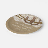 Het Collectie Kraft, Lace en Hoefijzer Wedding Papieren Bordje (Gekanteld)
