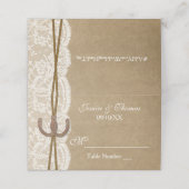 Het Collectie Kraft, Lace en Hoefijzer Wedding Plaatskaartje (Buitenkant ongevouwen)