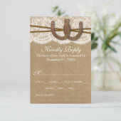 Het Collectie Kraft, Lace en Hoefijzer Wedding RSVP Kaartje (Staand voorkant)