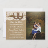 Het Collectie Kraft, Lace en Hoefijzer Wedding Save The Date (Voorkant)