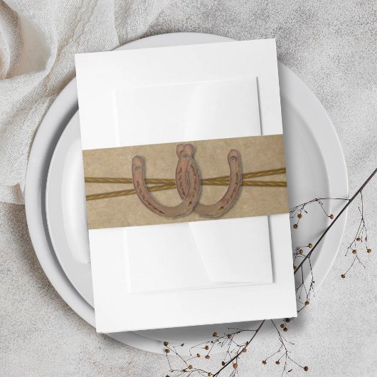 Het Collectie Kraft, Lace en Hoefijzer Wedding Uitnodigingen Wikkel