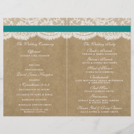 Het Collectie Kraft, Lace & Sunflower - Blauwgroen (Achterkant)