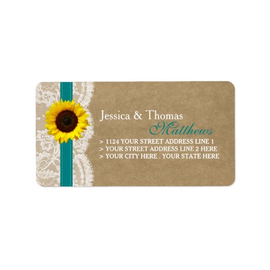 Het Collectie Kraft, Lace & Sunflower - Blauwgroen Etiket (Voorkant)