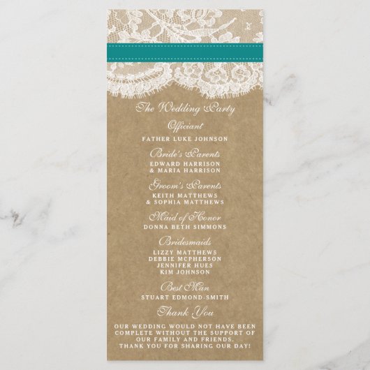 Het Collectie Kraft, Lace & Sunflower - Blauwgroen Programmakaart (Achterkant)