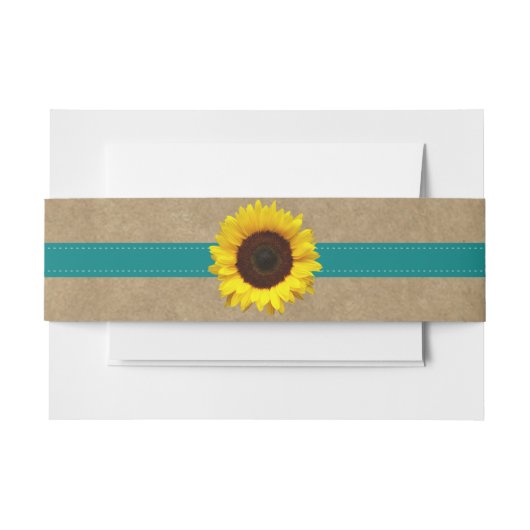 Het Collectie Kraft, Lace & Sunflower - Blauwgroen Uitnodigingen Wikkel (Voorkant Voorbeeld)