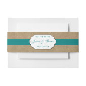 Het Collectie Kraft, Lace & Sunflower - Blauwgroen Uitnodigingen Wikkel (Voorkant Voorbeeld)