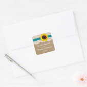 Het Collectie Kraft, Lace & Sunflower - Blauwgroen Vierkante Sticker (Envelop)