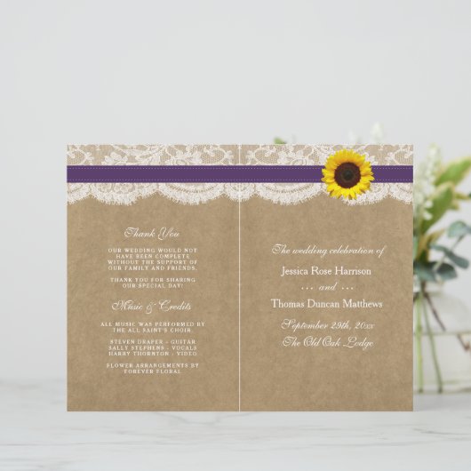 Het Collectie Kraft, Lace & Sunflower - Paars (Staand voorkant)