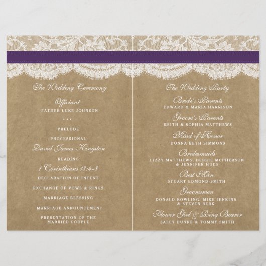 Het Collectie Kraft, Lace & Sunflower - Paars (Achterkant)