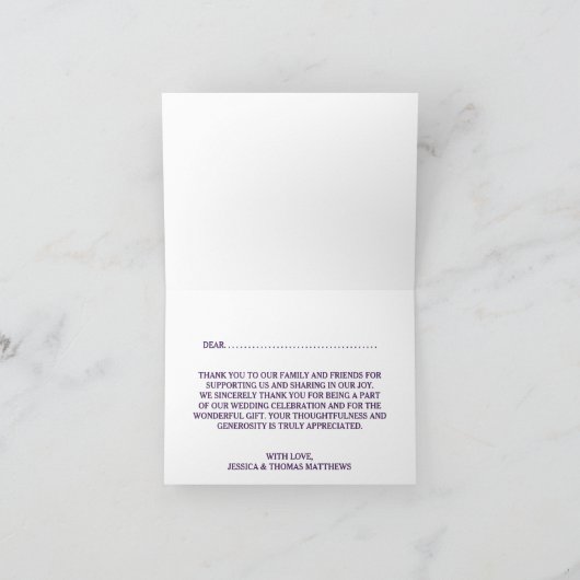 Het Collectie Kraft, Lace & Sunflower - Paars Bedankkaart (Binnen)