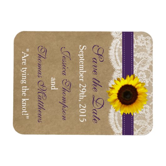 Het Collectie Kraft, Lace & Sunflower - Paars Magneet (Horizontaal)