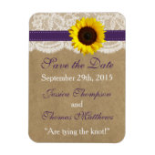 Het Collectie Kraft, Lace & Sunflower - Paars Magneet (Verticaal)