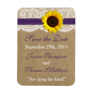 Het Collectie Kraft, Lace & Sunflower - Paars Magneet