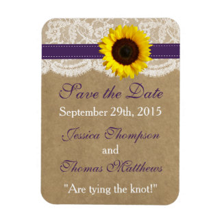 Het Collectie Kraft, Lace & Sunflower - Paars Magneet