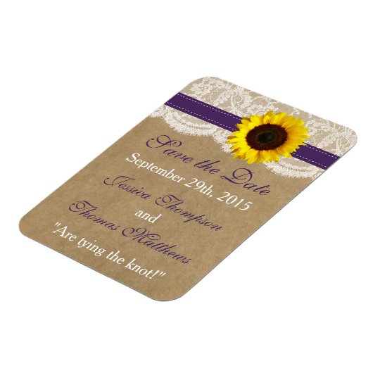 Het Collectie Kraft, Lace & Sunflower - Paars Magneet (Linkerzijde)