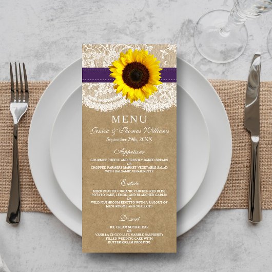 Het Collectie Kraft, Lace & Sunflower - Paars Menu