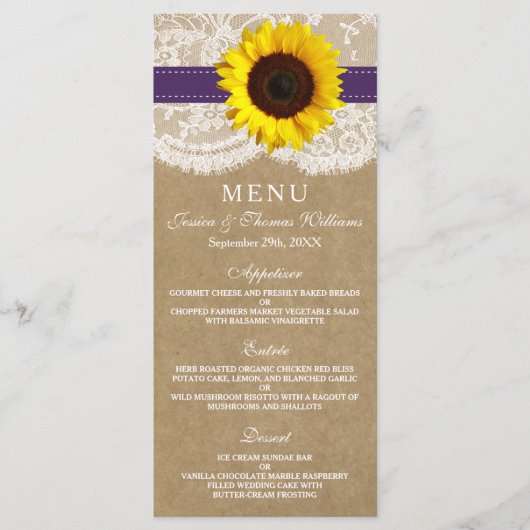 Het Collectie Kraft, Lace & Sunflower - Paars Menu (Voorkant)