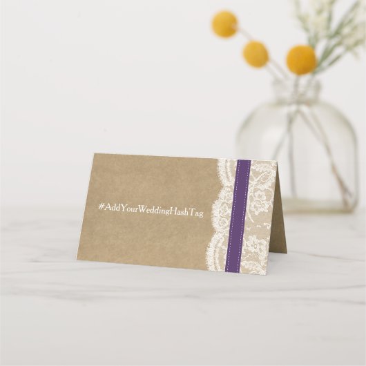 Het Collectie Kraft, Lace & Sunflower - Paars Plaatskaartje (Achterkant)