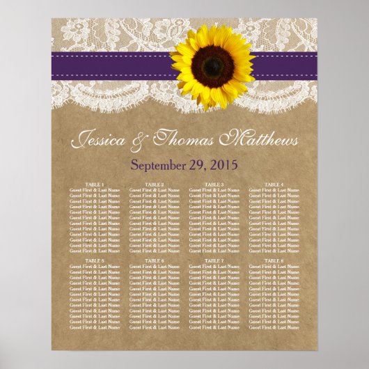 Het Collectie Kraft, Lace & Sunflower - Paars Poster (Voorkant)