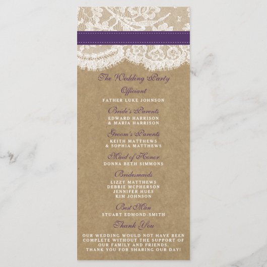 Het Collectie Kraft, Lace & Sunflower - Paars Programmakaart (Achterkant)