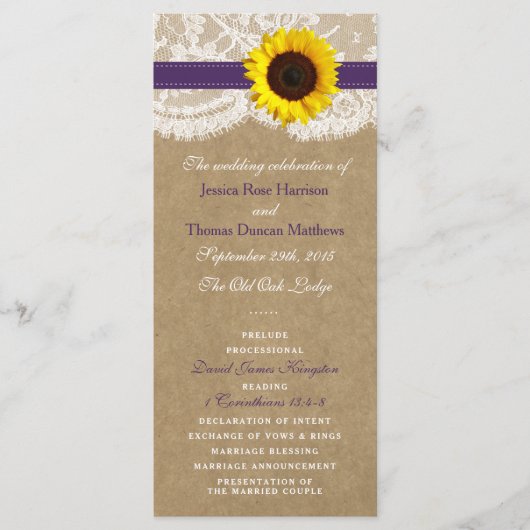 Het Collectie Kraft, Lace & Sunflower - Paars Programmakaart (Voorkant)