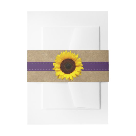 Het Collectie Kraft, Lace & Sunflower - Paars Uitnodigingen Wikkel (Voorkant Voorbeeld)