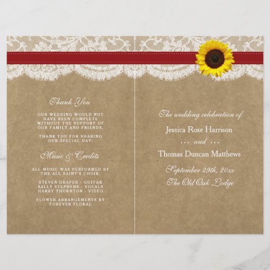 Het Collectie Kraft, Lace & Sunflower - Rood (Voorkant)