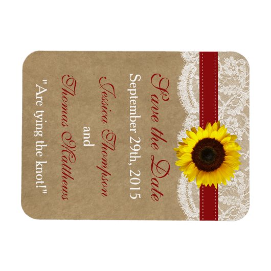 Het Collectie Kraft, Lace & Sunflower - Rood Magneet (Horizontaal)