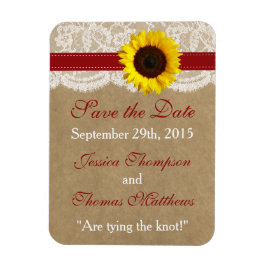 Het Collectie Kraft, Lace & Sunflower - Rood Magneet