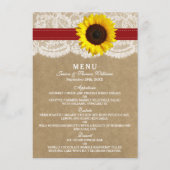 Het Collectie Kraft, Lace & Sunflower - Rood Menu (Voorkant)