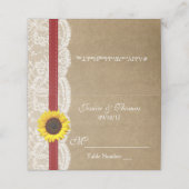 Het Collectie Kraft, Lace & Sunflower - Rood Plaatskaartje (Buitenkant ongevouwen)