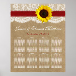Het Collectie Kraft, Lace & Sunflower - Rood Poster