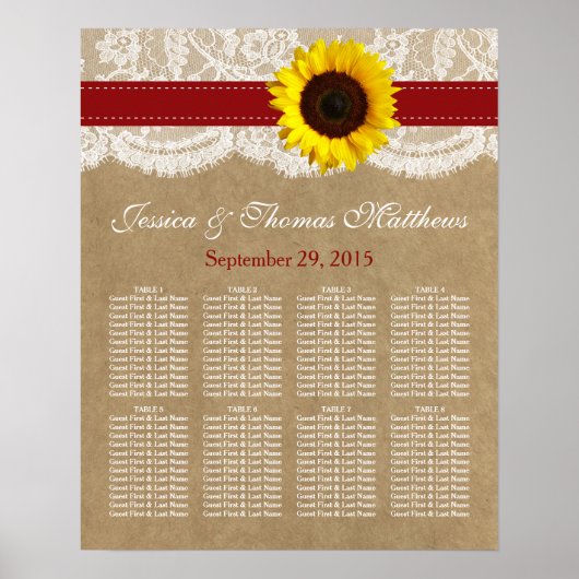 Het Collectie Kraft, Lace & Sunflower - Rood Poster (Voorkant)
